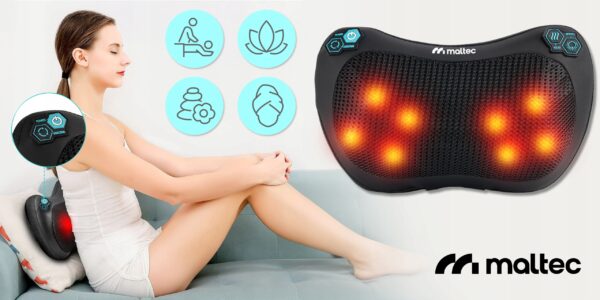 MASAŻER PODUSZKA MASUJĄCA SHIATSU DO PLECÓW KARKU NÓG CIAŁA GRZEJĄCY - obrazek 2