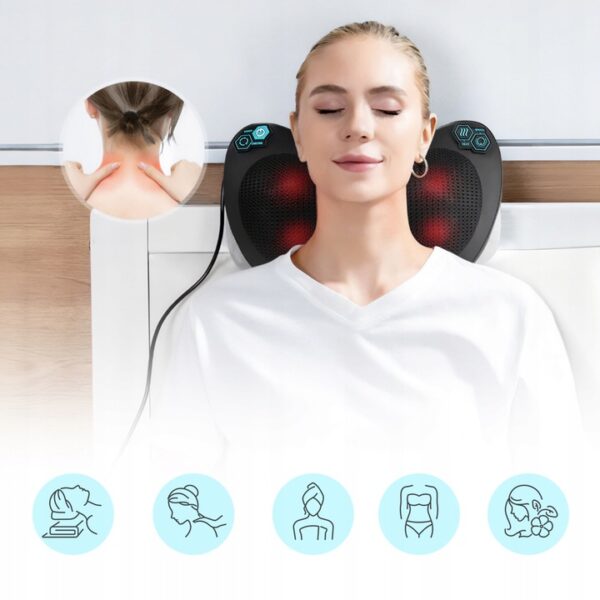 MASAŻER PODUSZKA MASUJĄCA SHIATSU DO PLECÓW KARKU NÓG CIAŁA GRZEJĄCY - obrazek 5
